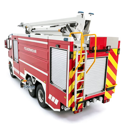 6x4 1/14 RC Fire Fighting Truck Remote Control Folding Aerial Ladder Water Spray Trucks 3363 Metal Chassis 2-Speed Transmission
