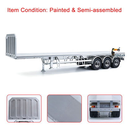 MD Metal 3Axles Flatbed Trailer Manual Support Legs for 1/14 Remote Control Tractor Truck 770S RC Digger Loader DIY Model
