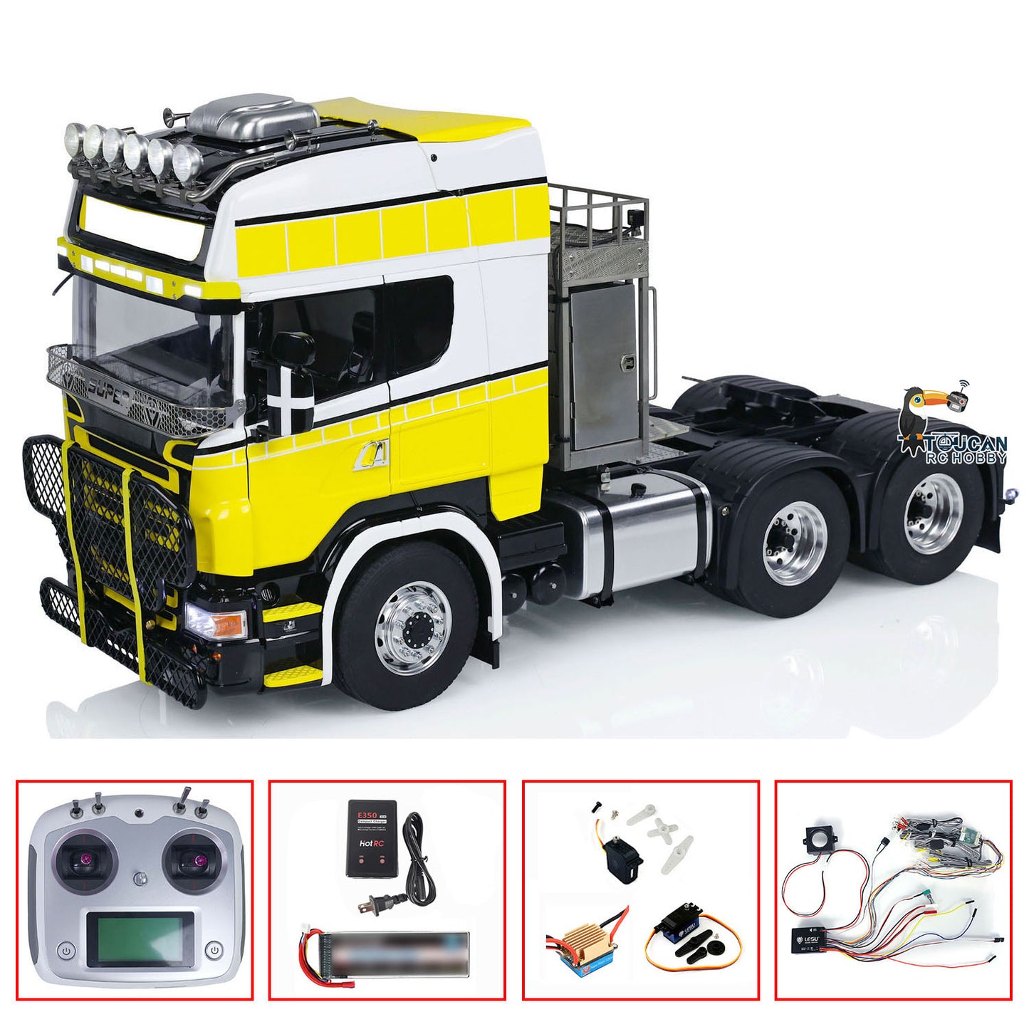 TOUCAN Metal Chassis 1/14 RC Tractor Truck 6x6 RTR Remote Control Car Sound Light