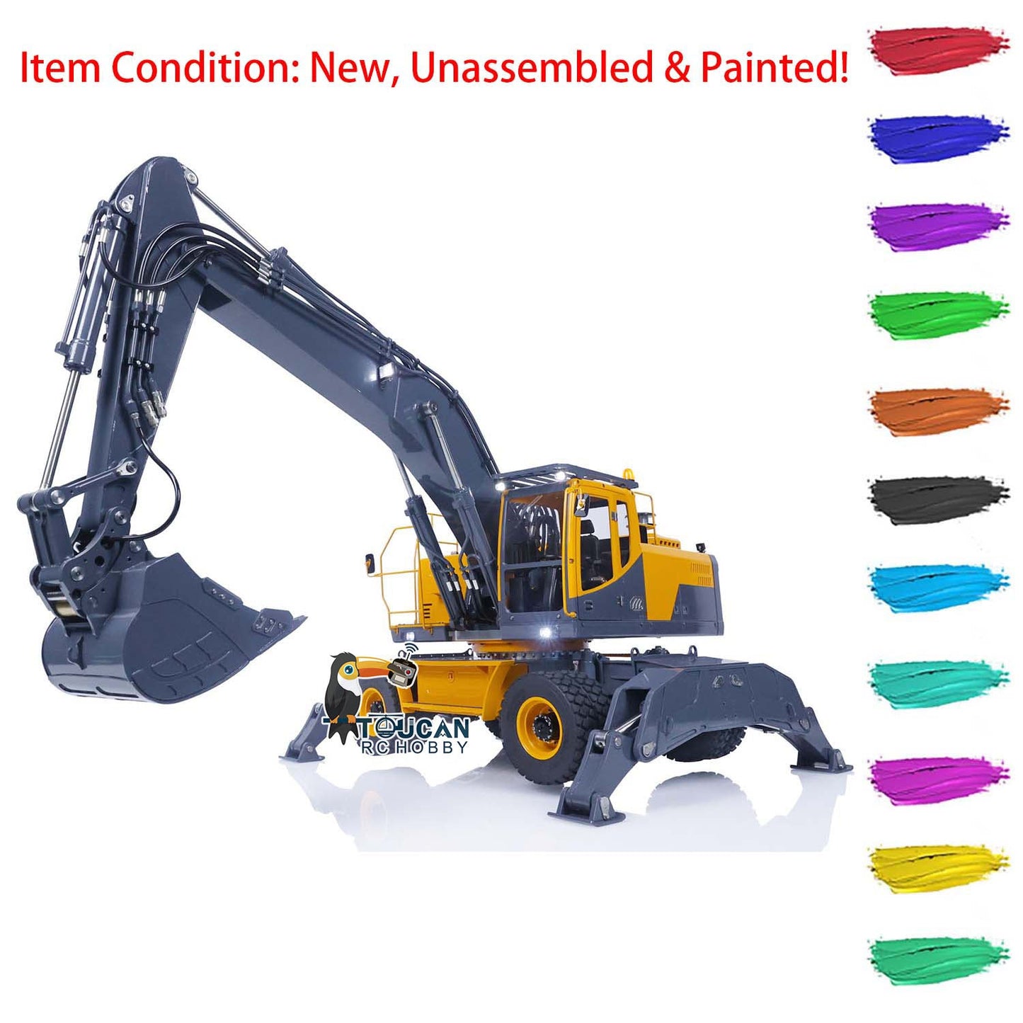 IN STOCK LESU 1/14 AOUE ET30H RC Metal Hydraulic Wheeled Excavator A0006