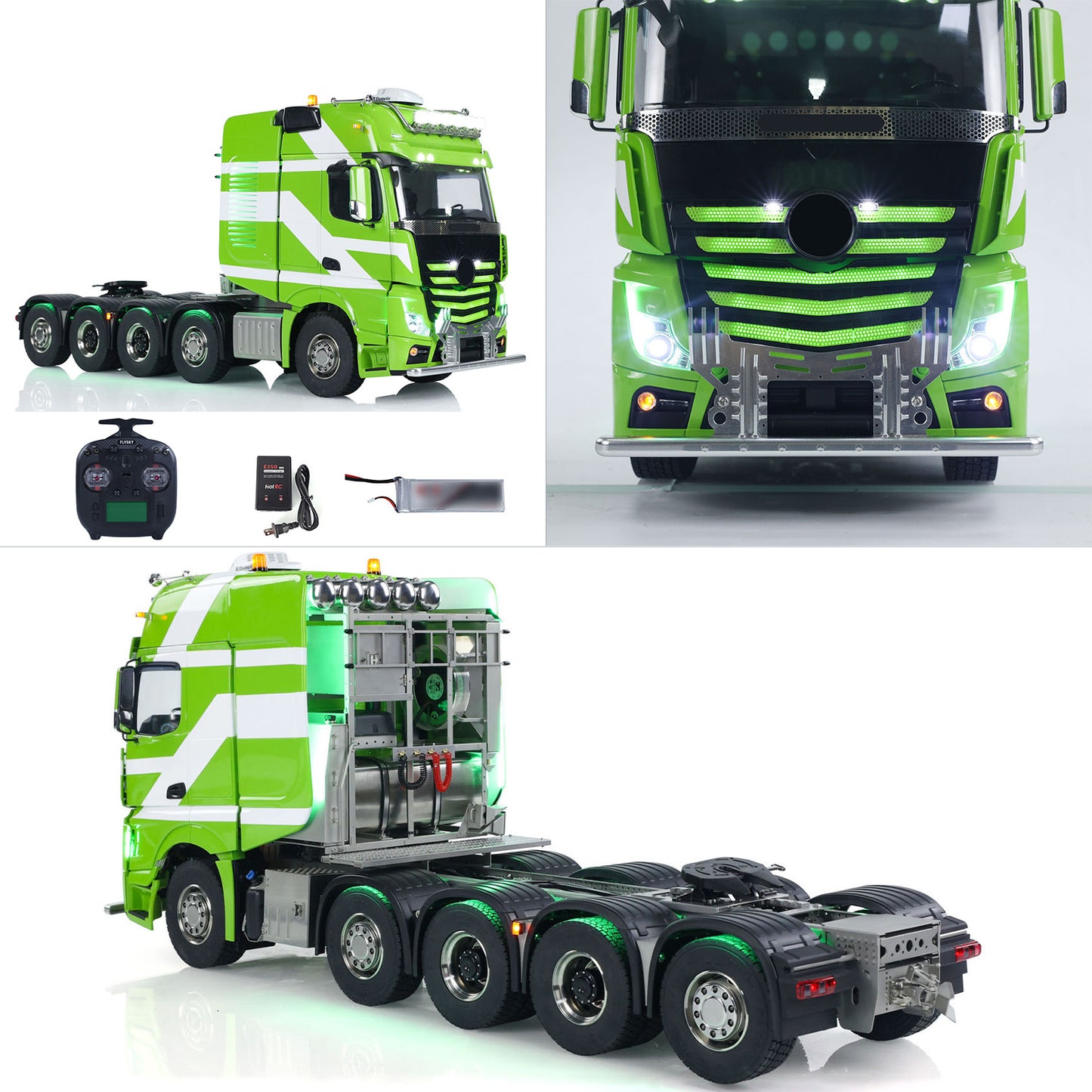 Unitru-01 3363 1/14 RC Tractor Truck Remote Control Lorry Car 10*10 Metal Chassis Smoke ST8 Radio Differential Lock RTR Light Multimedia Display Screen
