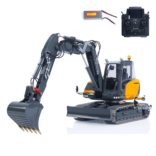 15MC LESU Metal 1/14 Hydraulic RC Excavator MC15 4 Arms Remote Control Digger Model 9 Ways Valve Dual Pumps Light Sound Radio Battery
