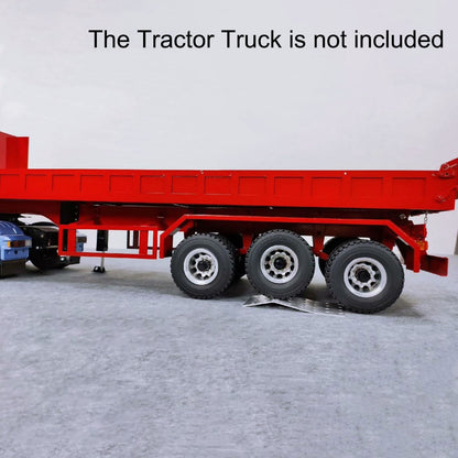 1/14 Full Metal 3Axles Remote Control Low Bed Dump Trailer Tipper Cars Electric Legs  for Tamiya LESU RC Tractor Truck No Battery and Charger