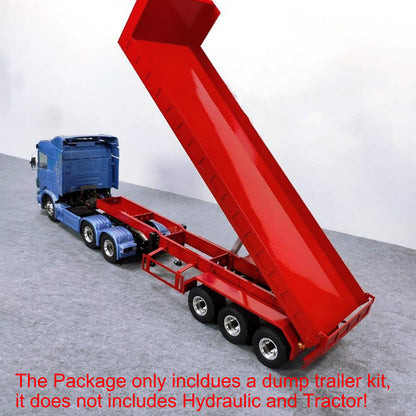 1/14 Full Metal 3Axles Remote Control Low Bed Dump Trailer Tipper Cars Electric Legs  for Tamiya LESU RC Tractor Truck No Battery and Charger