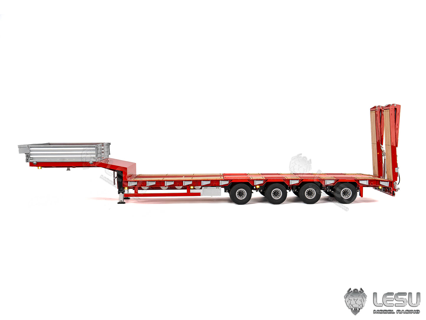 LESU Metal 1/14 RC Trailer A0054 Hydraulic Lifting Tailboard 4 Axles Steering Available for DIY RC Tractor Truck Lorry Car Model Lights