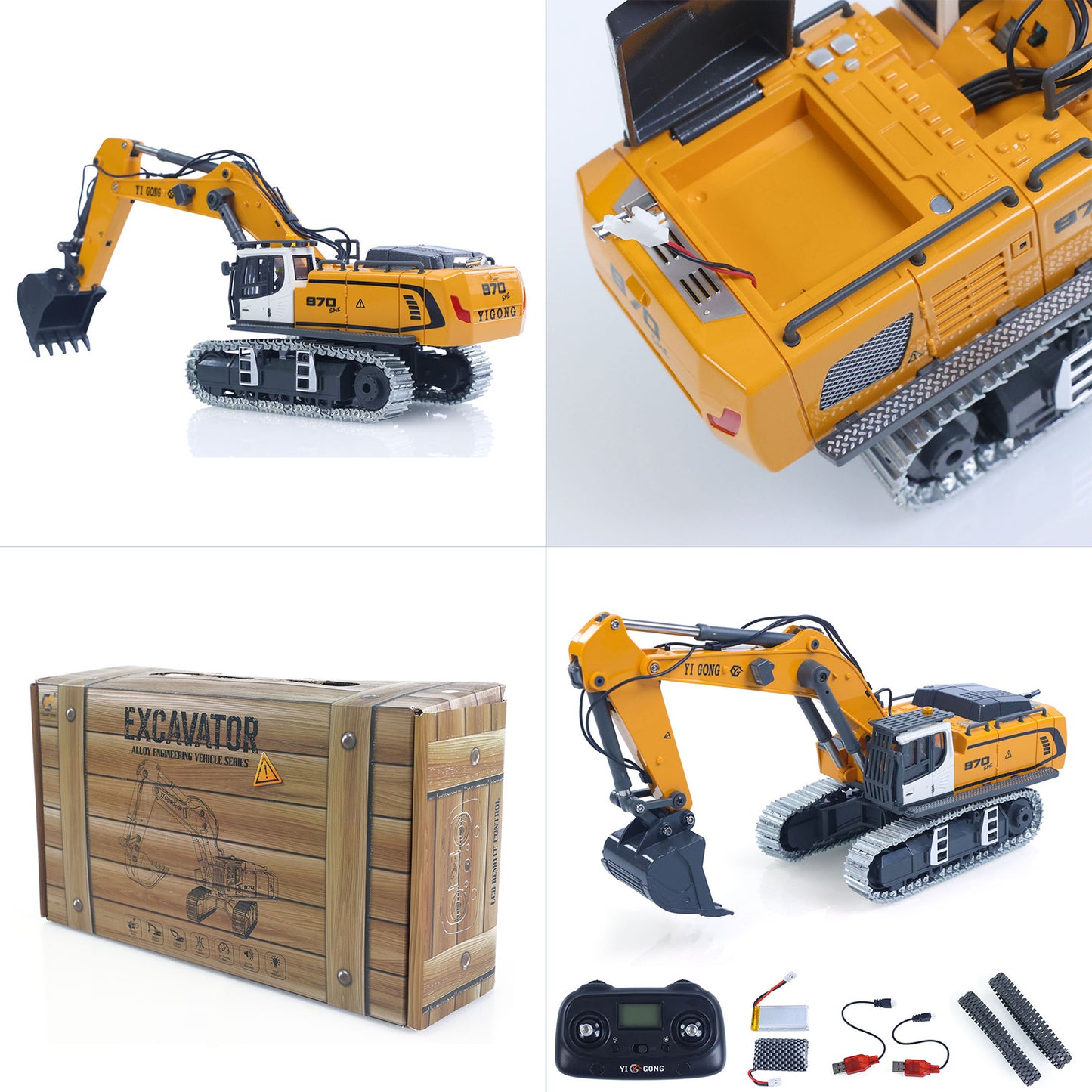 Fast Shipping 1/50 RC Excavator K970 Engineering Vehicle Remote Control Electric Lifting Digger Metal Bucket Tracks Light Sound RTR Battery