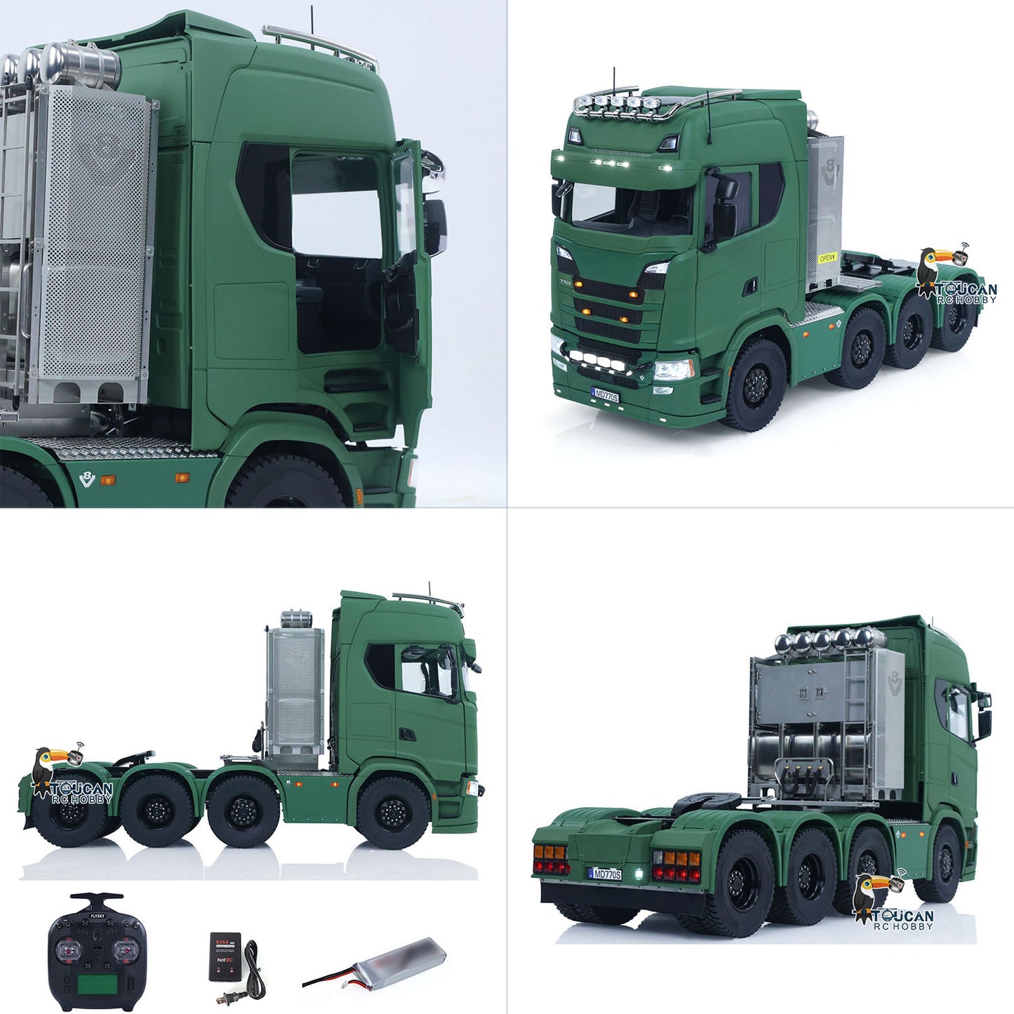 1/14 RTR Remote Control Tractor Truck SC 770S 8*8 RC Lorry Vehicle Model Metal Chassis Axle Lock Hobbywing ESC Flowing LED Light