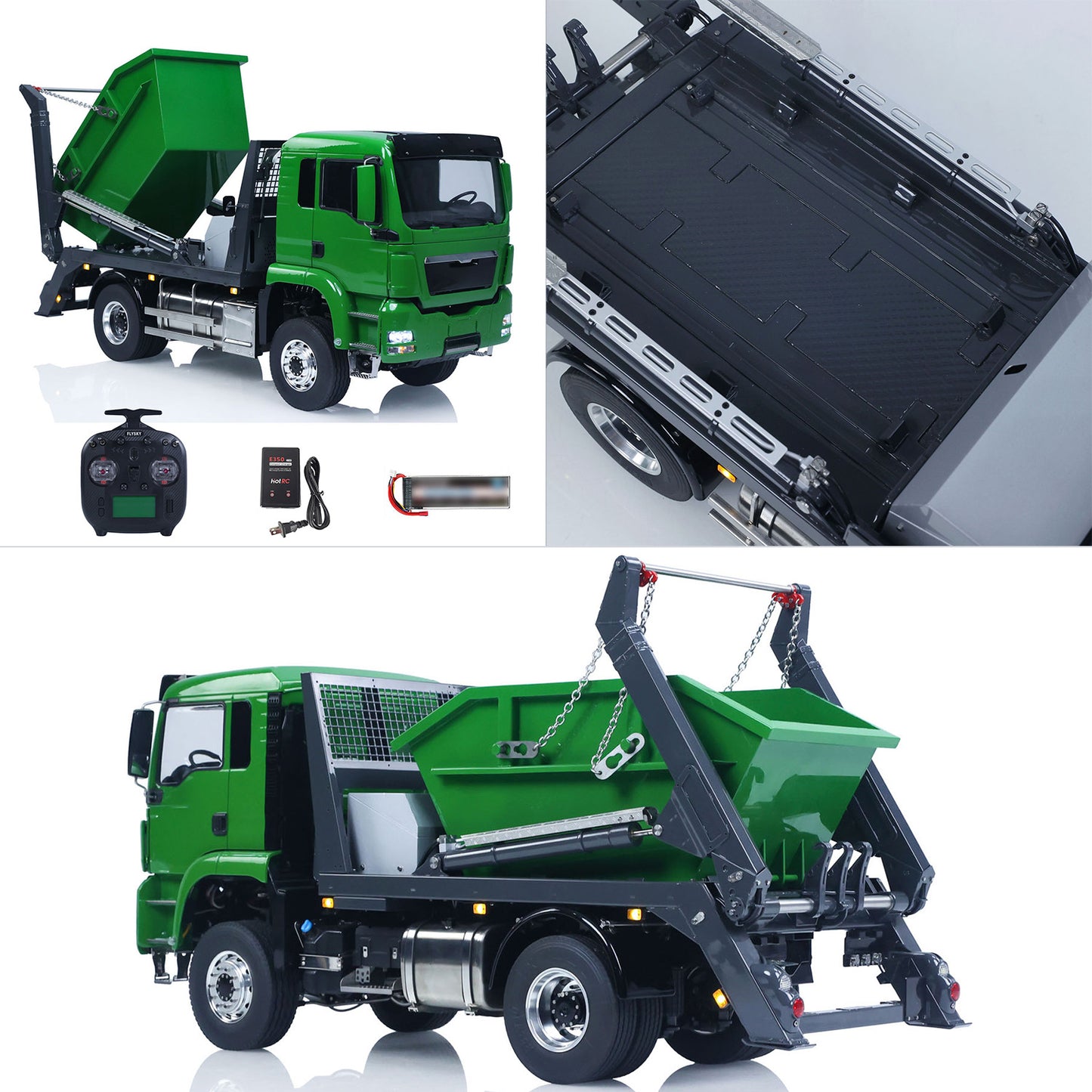 LESU 4X4 1/14 RC Hydraulic Swing Arm Garbage Truck Skip Loader TGS Paintied Car