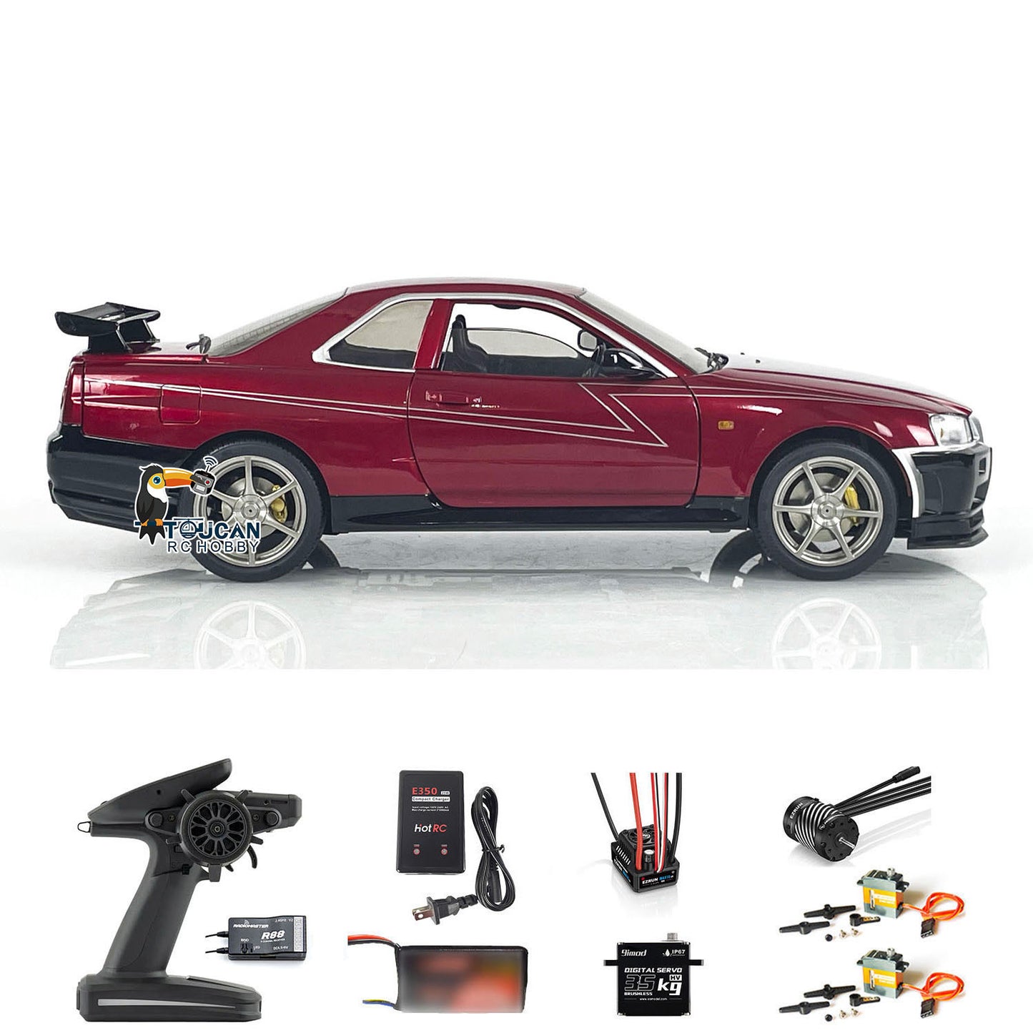 Capo 1/8 montiert lackiert RTR 4x4 4WD R34 RC Racing Drifting Auto mit Sound-Licht-System Rauchfunktion