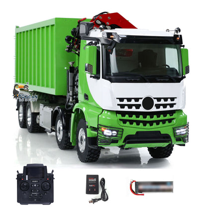 Metal LESU 1/14 RC Hydraulic Crane Dump Truck 8x8 RTR Car 3348 Dumper Waste Bin