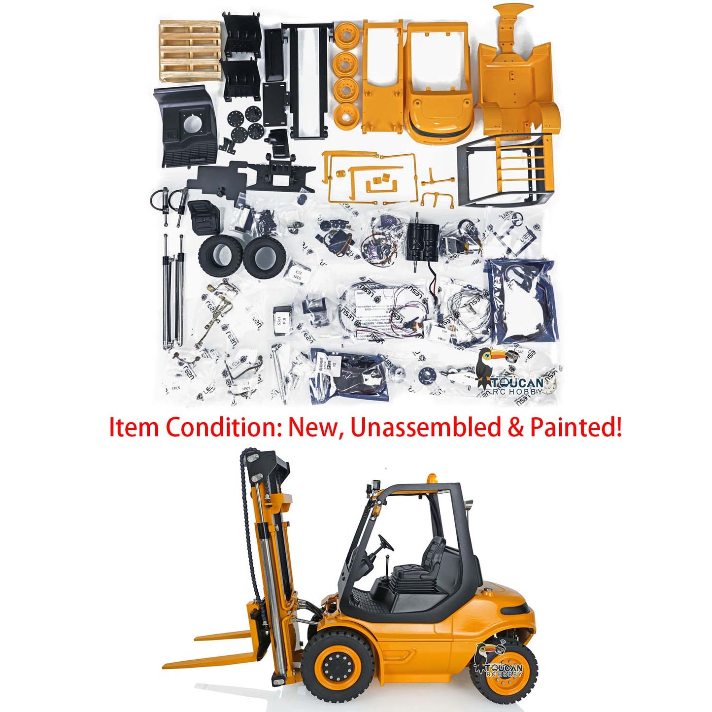 LESU Metal 1/14 Aoue Painted Unassembled RC Hydraulic Forklift A0002
