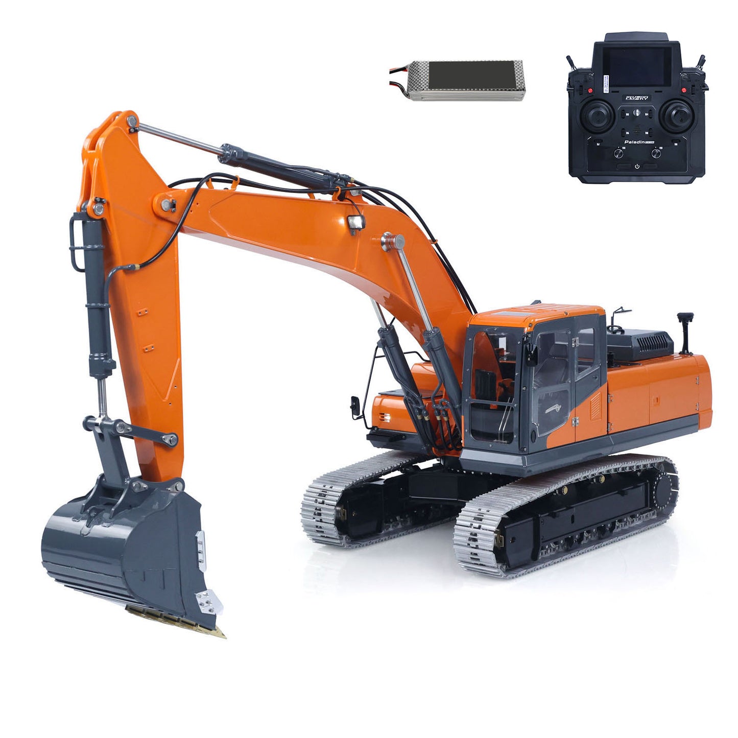 Metal LESU 1/14 Remote Control Digger Aoue DX350LC RC Hydraulic Excavator Model 3CH Valve 4MPA Pump Flysky ST8 PL18EV Lite Battery Lights