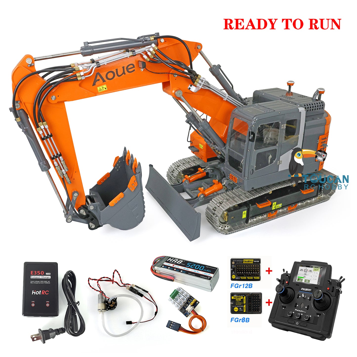 LESU 1/14 Aoue Metal ET26L Painted Assembled RTR Hydraulic Three-section RC Excavator B0012 With PL18EV Transmitter Smoke Function