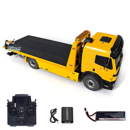 Metal 4x4 1/14 Remote Control Hydraulic Road Rescue Truck 3348 3-Speed Gearbox Flatbed Tow Trucks Rollback Wrecker Diff Locks