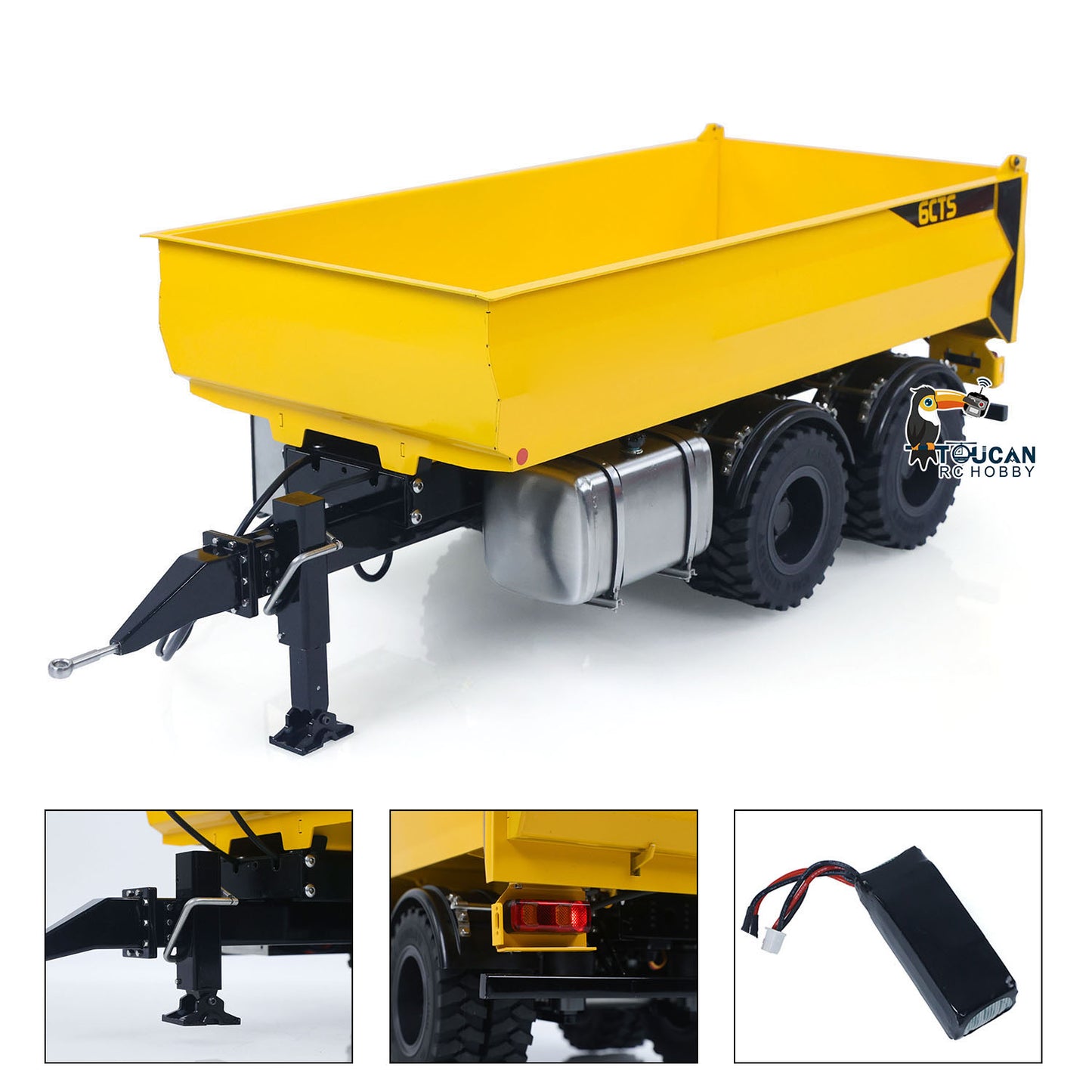 RC Hydraulic Full Dump Trailer for CUT Model 1/14 Remote Control Hydraulic Wheeled Excavator LR914 Engineering Vehicle Painted