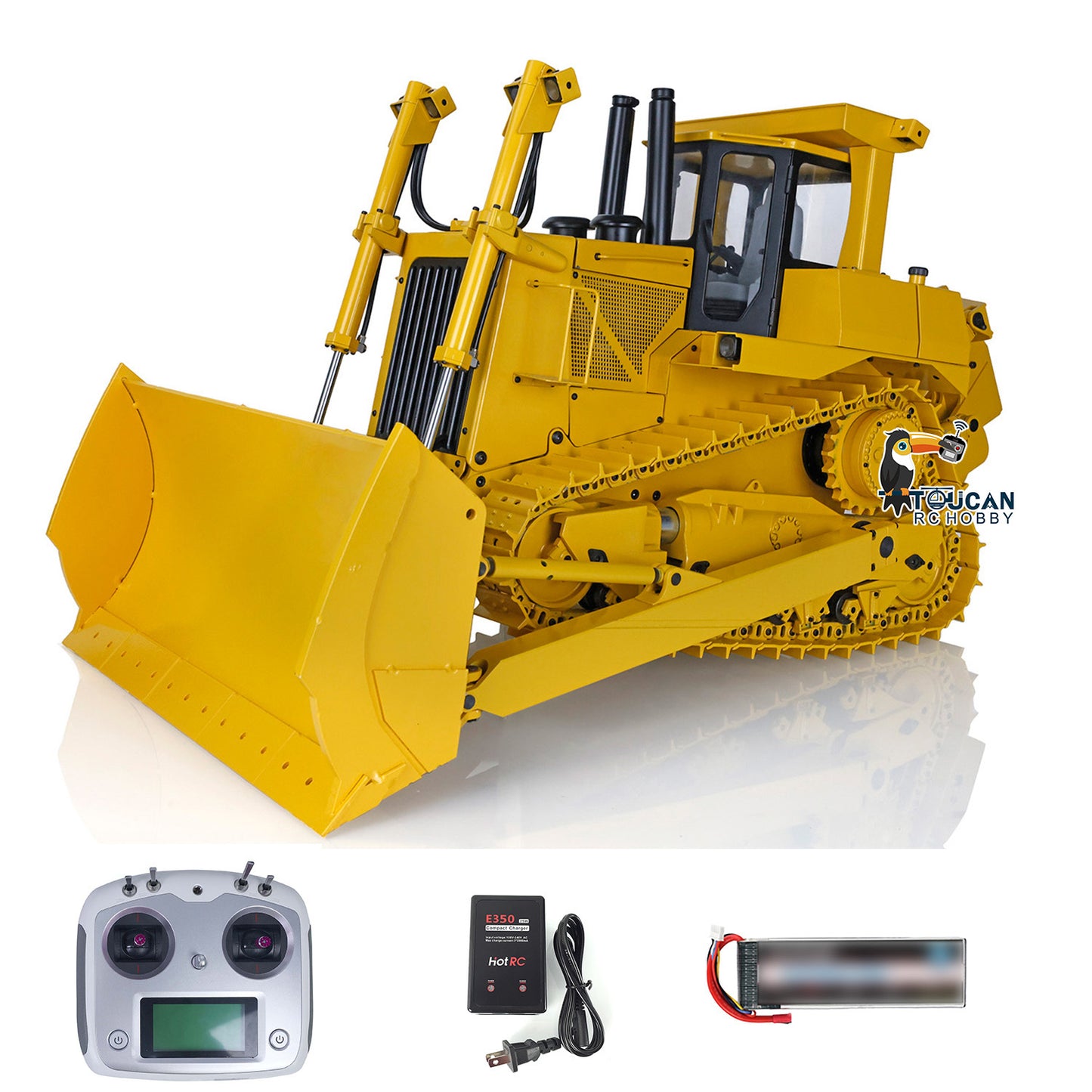 US STOCK Metal 1/14 RC Bulldozer Hydraulic DXR2 Remote Control D10T Tracked Dozer Model