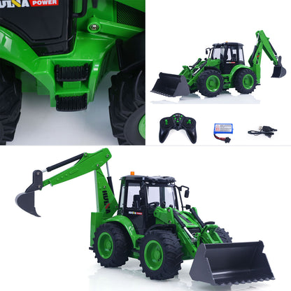 US STOCK HUINA 1/14 1579 Remote Control Backhoe Excavator 2.4G 9CH RC Loader Model Toys