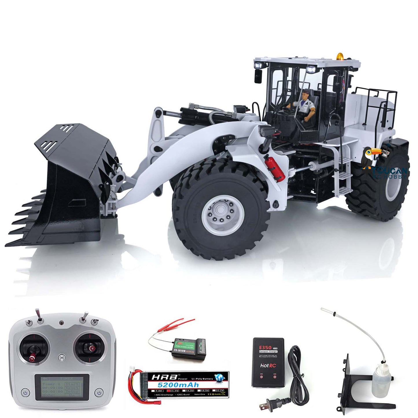 US STOCK Metal 1/14 Hydraulic RC Loader Model Electric Car ESC Motor Servo Lights Charger