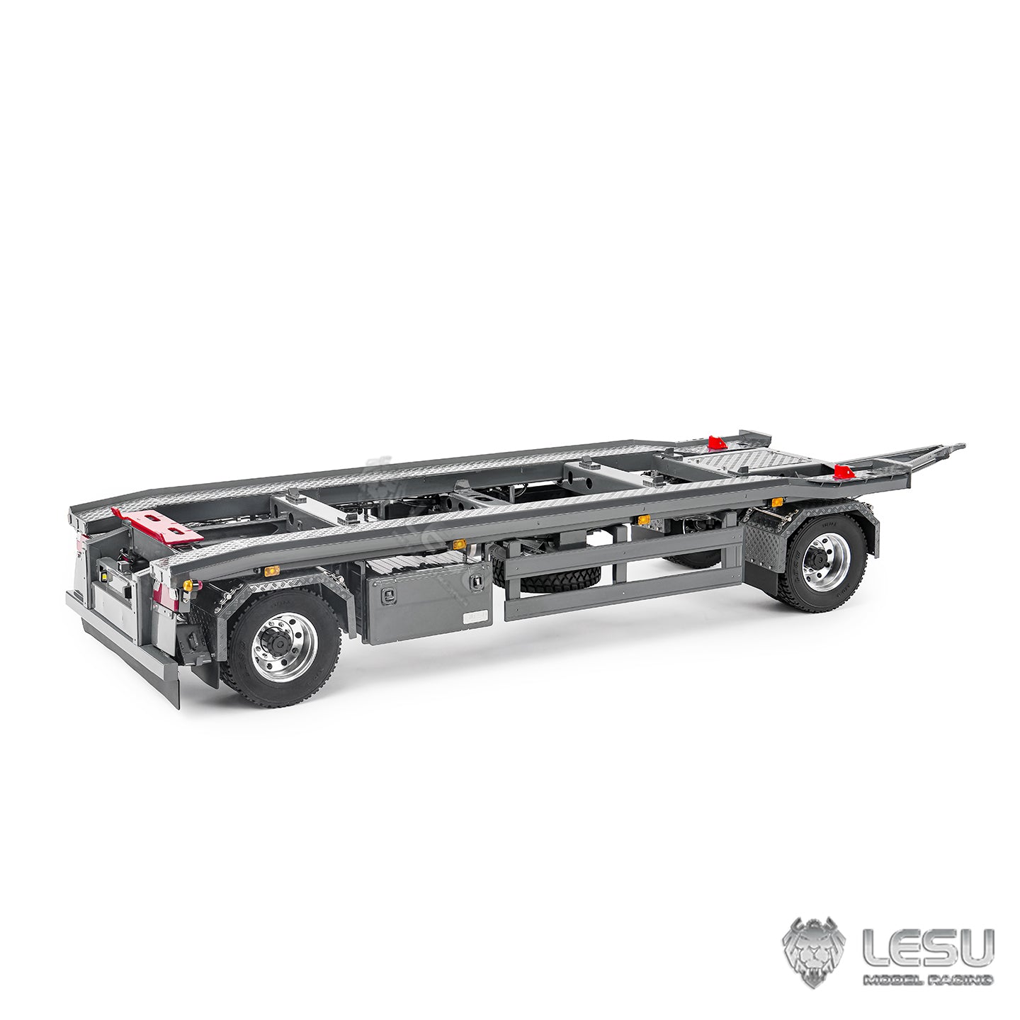 Finished 1/14 Metal RC Trailer A0065 Model Front Wheel Steerable for LESU Radio Controlled Hydraulic Roll on off Dumper Tipper