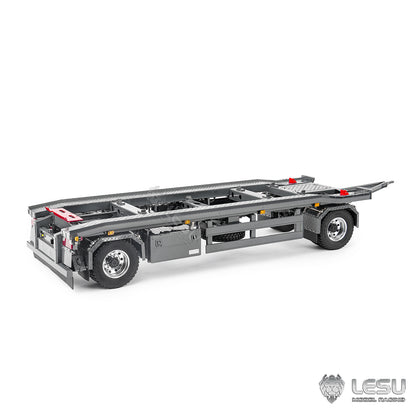 Finished 1/14 Metal RC Trailer A0065 Model Front Wheel Steerable for LESU Radio Controlled Hydraulic Roll on off Dumper Tipper