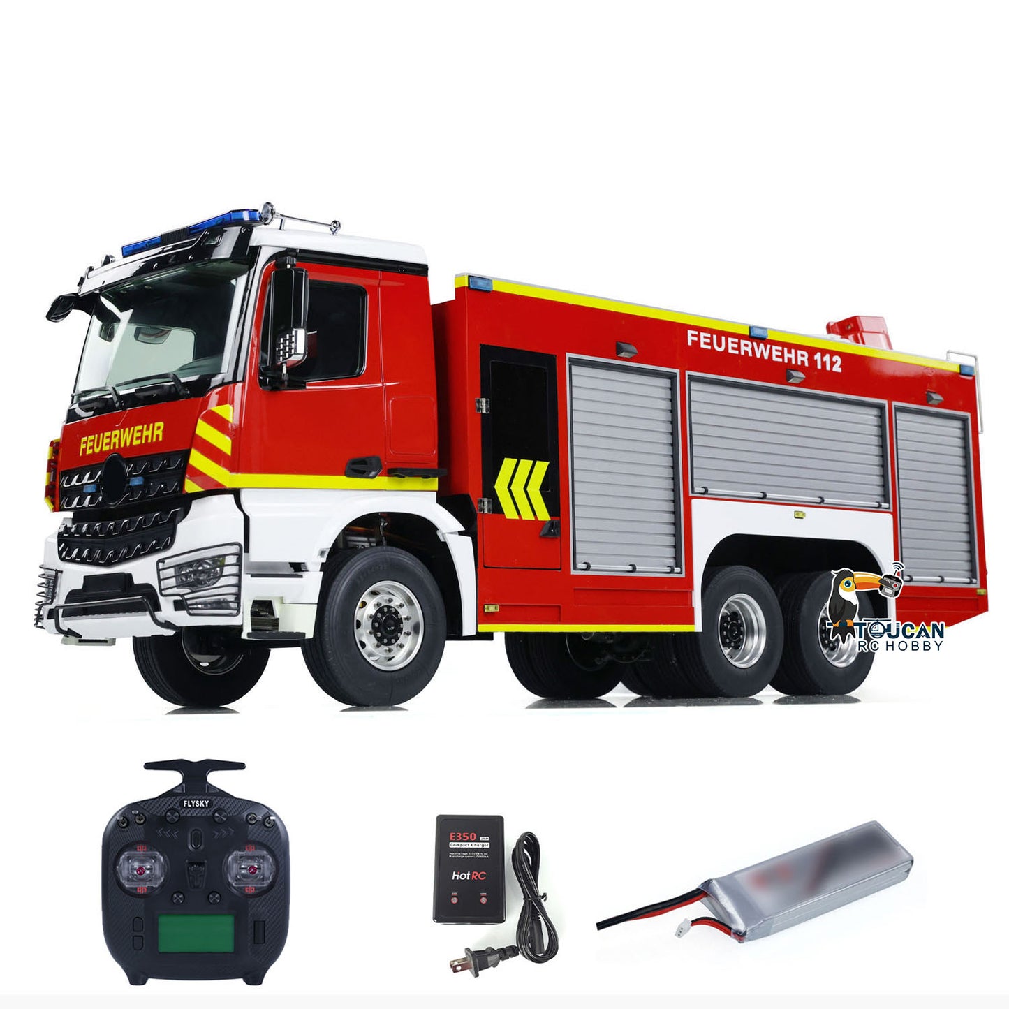 6x4 1/14 RC Feuerwehrfahrzeuge Metallchassis Fernbedienung Feuerwehrauto Modell