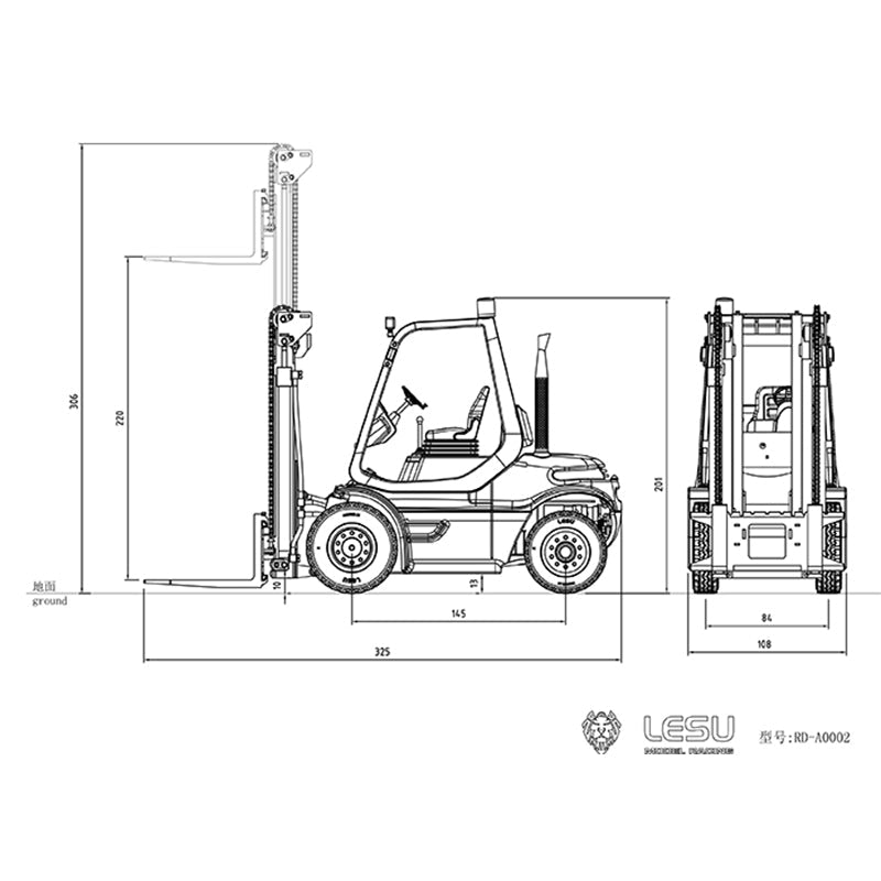 IN STOCK LESU 1/14 RC Hydraulic Forklift Transfer Car RTR