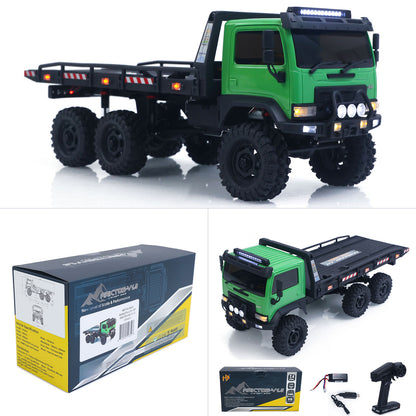 US Stock 1/18 Remote Control Flatbed Truck 6*6 Electric RC Off Road Vehicle Model Metal Chassis Gear Light System Flysky Radio No Sounds