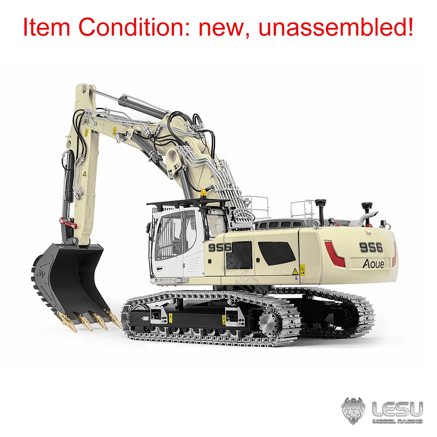 LESU 1/14 Remote Control Metal Hydraulic Excavator Aoue LR956 KIT 3 Arms RC Digger Model 7CH Valve GPS 4MPA Dual Pumps Light ESC