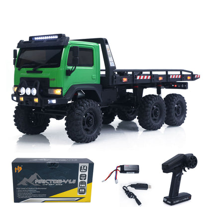 US Stock 1/18 Remote Control Flatbed Truck 6*6 Electric RC Off Road Vehicle Model Metal Chassis Gear Light System Flysky Radio No Sounds