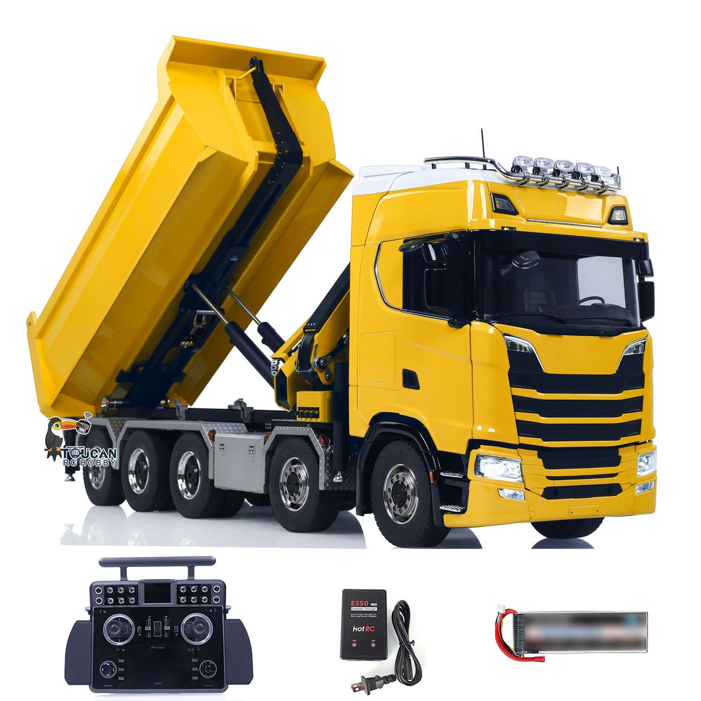 770S 10x10 1/14 Grue hydraulique RC Voiture à benne basculante Camion à benne basculante complet en métal RTR Batterie