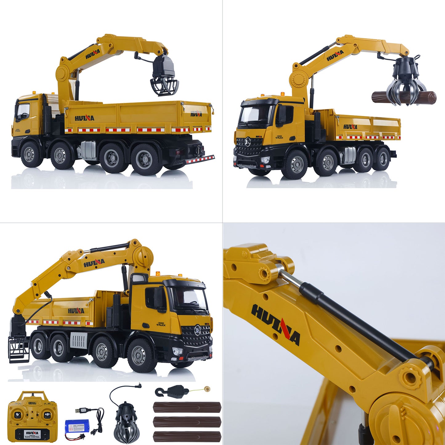US STOCK HUINA 1538 1/14 RC Timber Grab Truck Dumper Remote Control Model Toy Vehicles 2.4G Radio Battery