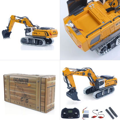 US STOCK 1/50 RC Excavator K970 Engineering Vehicle Remote Control Electric Lifting Digger Metal Bucket Tracks Light Sound RTR Battery