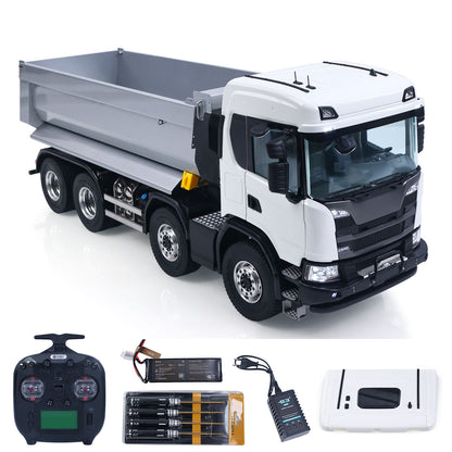 Double E 1/14 8X8 Remote Control Hydraulic Dump Truck 2Speed RC Model Tipper Metal Chassis Differential Lock FLYSKY ST8 Radio