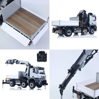 4151 AK Metal 1/14 RC Tractor Truck with Hydraulic Crane Fly Jib Arm Bucket 6*6 Remote Control Farm Car 3Speed Model Lorry Sound