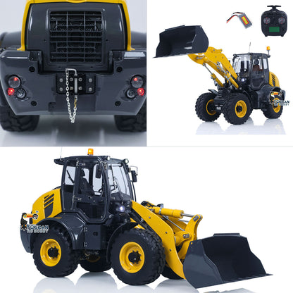 RTR LESU 1/14 Metal Remote Control Hydraulic Loader Aoue WA100M-8 4*4 RC Loading Machine Axle Lock Sound Light Flysky ST8 Radio Construction Vehicle