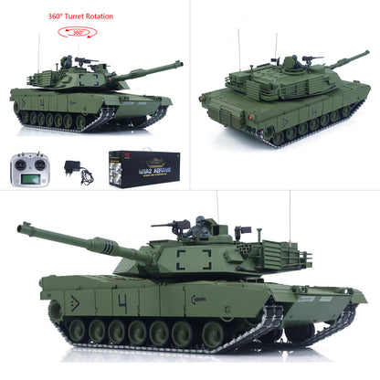 1/16 TOUCAN Remote Control Battle Tank 3918 Abrams M1A2 Metal Gearbox 360 Rotation Barrel Recoil Elevation Laser Aiming Light