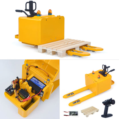 US Stock 1/14 Electric Remote Control Reach Forklift Hobbywing ESC Servo Motor Ready to Run Warehouse RC Model Collection Warning Light