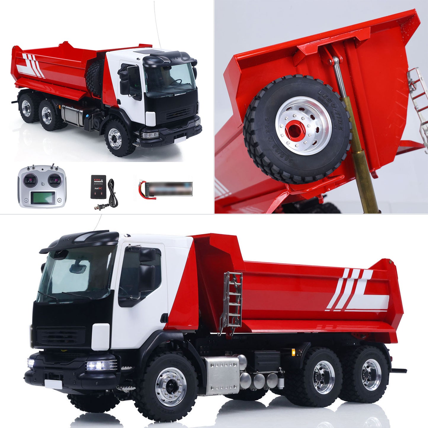 LESU 1/14 Hydraulic RC Dump Truck 6*6 RTR Radio Control Tipper 2Speed Gearbox Differential Lock Metal Chassis Flysky I6S Radio