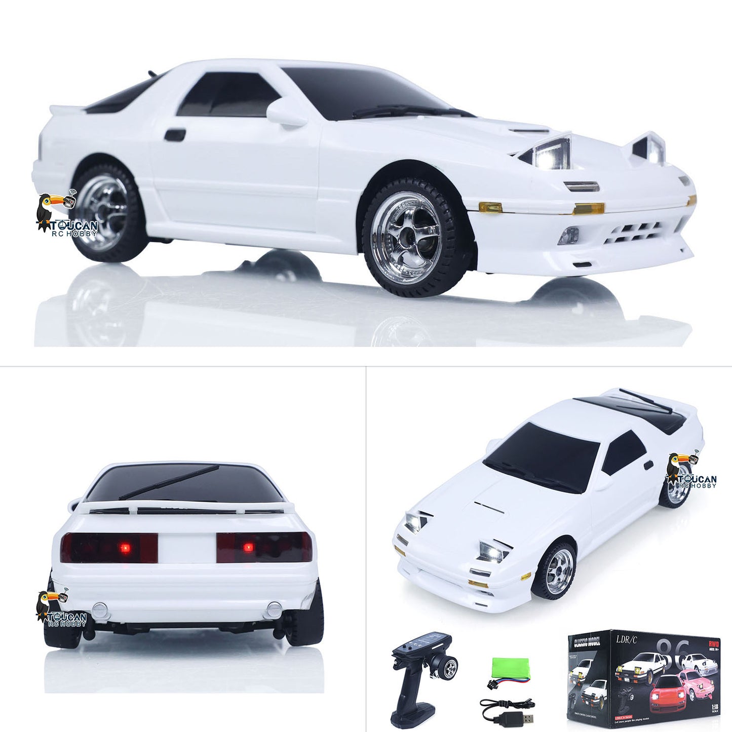 Fast Shipping LDRC 1/18 RX7 RC Racing Car RWD Gyroscope Wireless Control Drift Vehicles LD1802