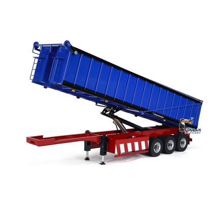 1/14 Metal 3 Axles Hydraulic Dump Trailers with Electric Tarpaulin for RC Tractor Trucks Remote Control Excavator Model