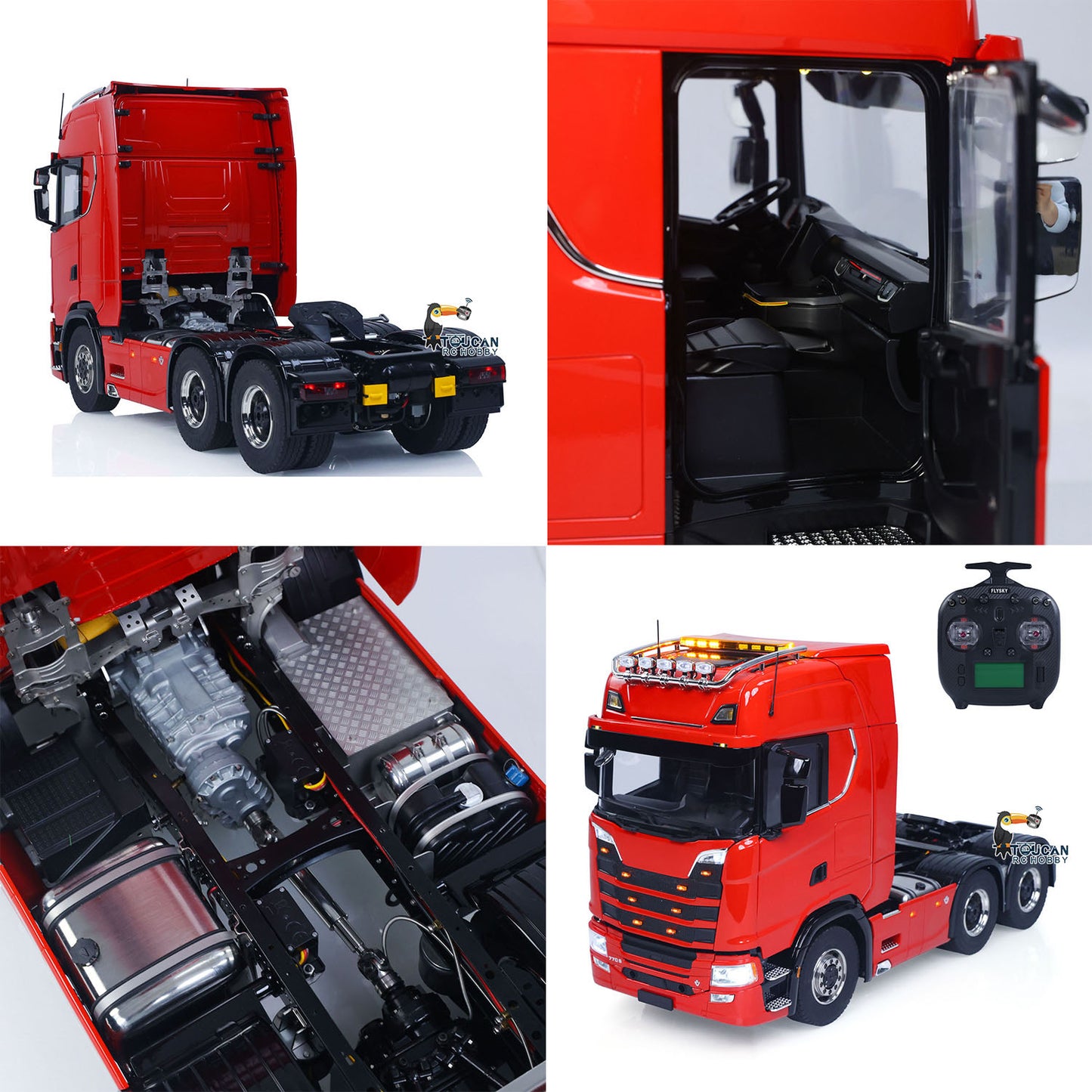 770S 1/14 6X6 RC Tractor Truck Liftable Rear Axle Wheel Hub Reduction Differential Locks Hobbywing ESC Flysky ST8 Light System