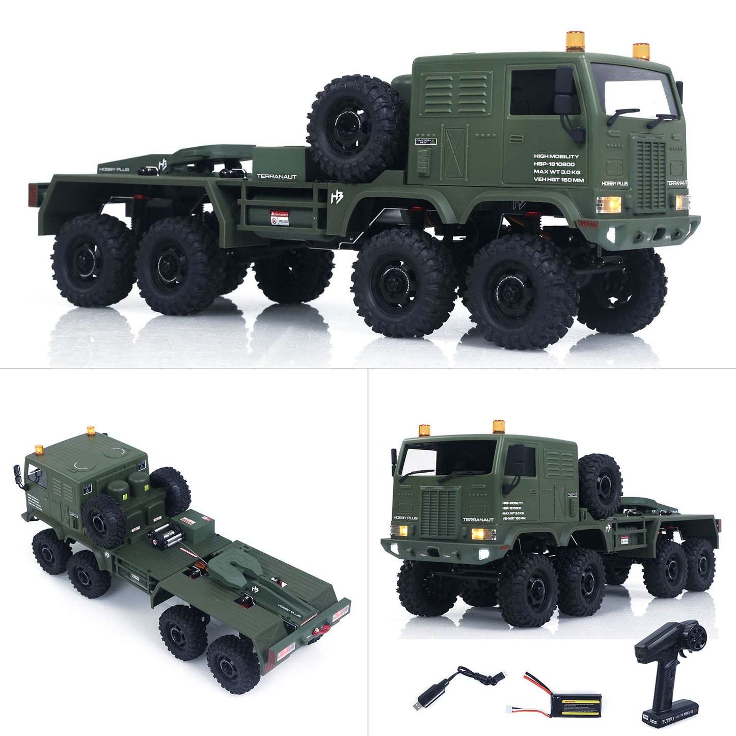 Fast Shipping 1/18 Remote Control Military Truck 8X8 All Wheel Steering Electric RC Off Road Vehicle Model 2Speed Gearbox RTR Metal Chassis