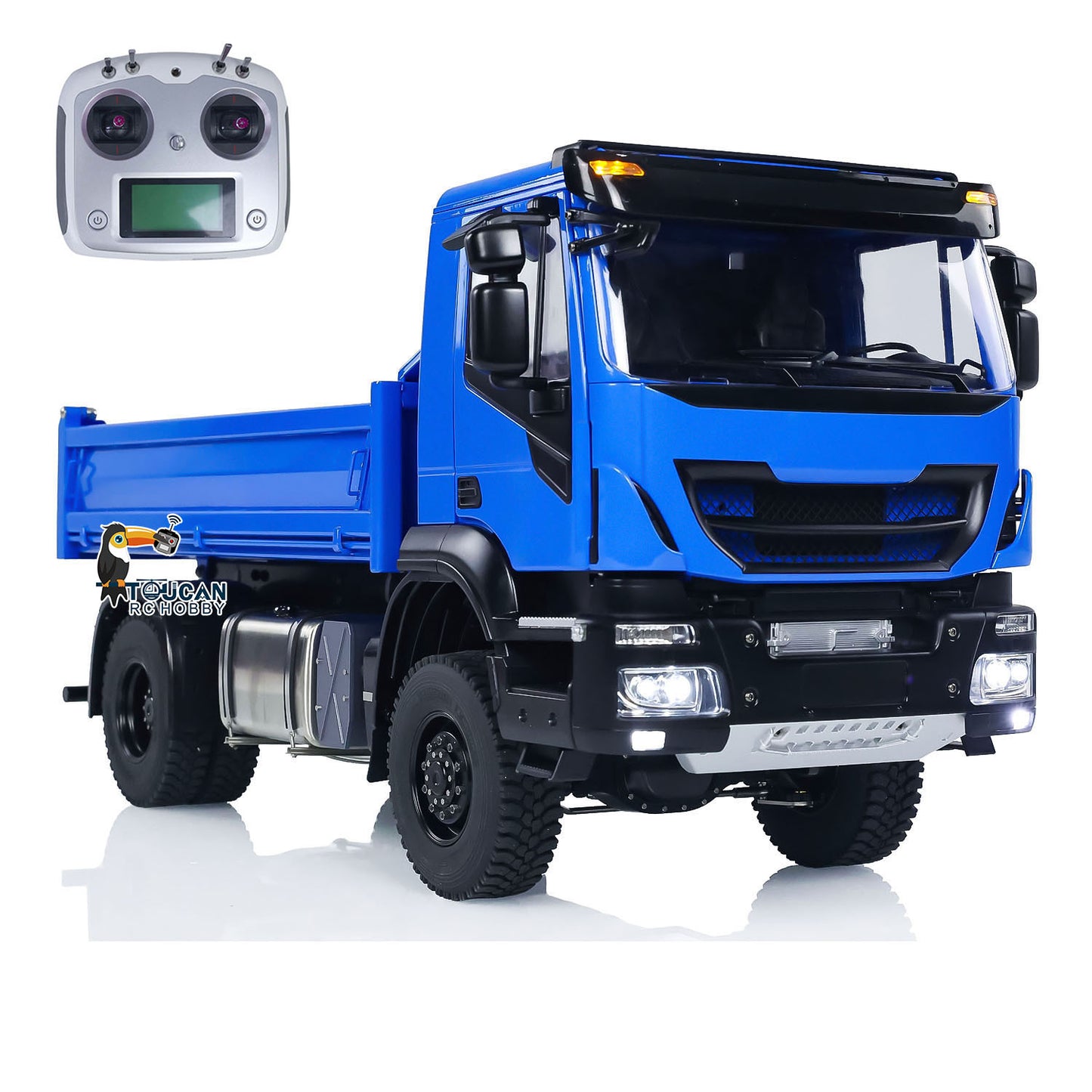 Metal 1/14 4x4 RC Hydraulic Dump Truck RC Tipper Customized Blue