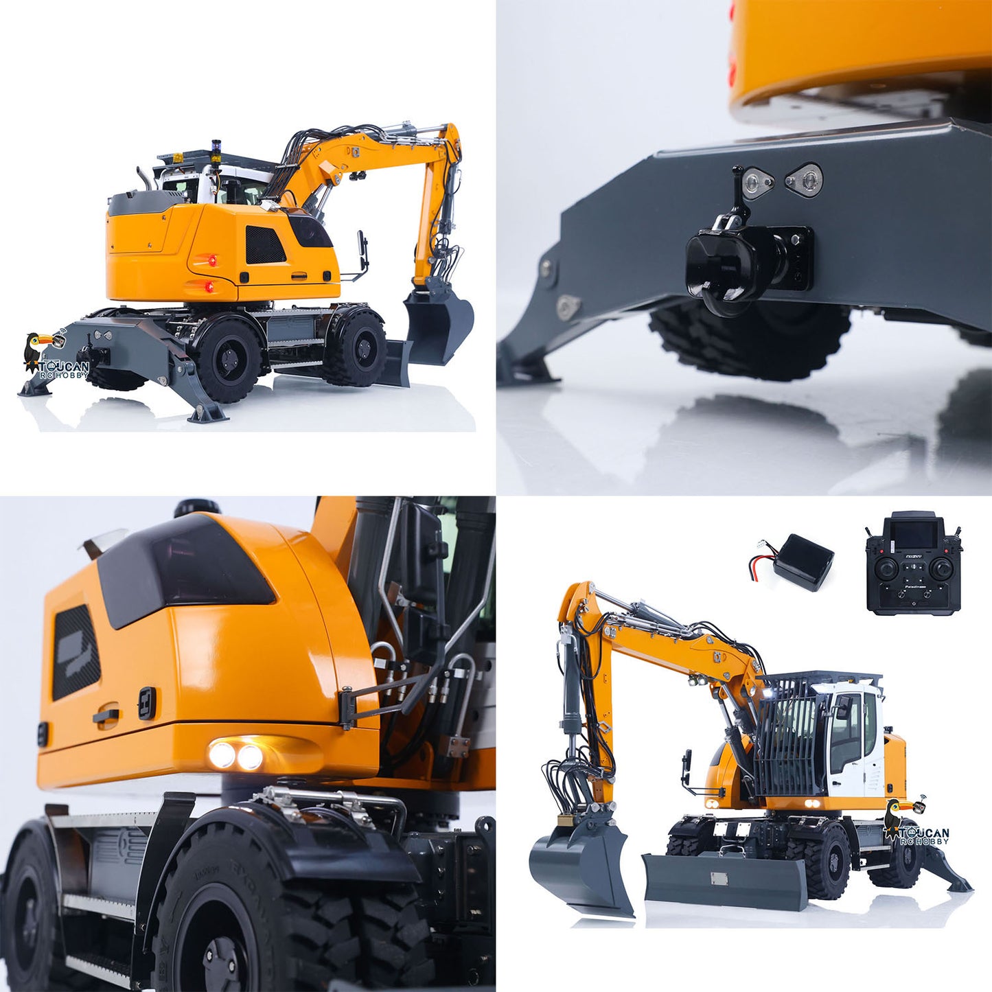 LR914 PRO MAX Metal 4WD 1/14 RC Hydraulic Wheeled Excavator 11-ways Valve RTR Radio Controlled Digger PL18EV Lite Battery Light