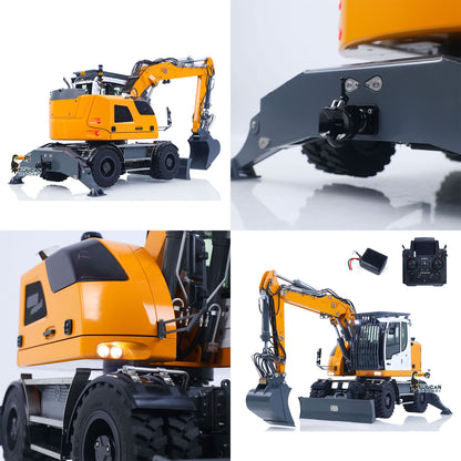 LR914 PRO MAX Metal 4WD 1/14 RC Hydraulic Wheeled Excavator 11-ways Valve RTR Radio Controlled Digger PL18EV Lite Battery Light