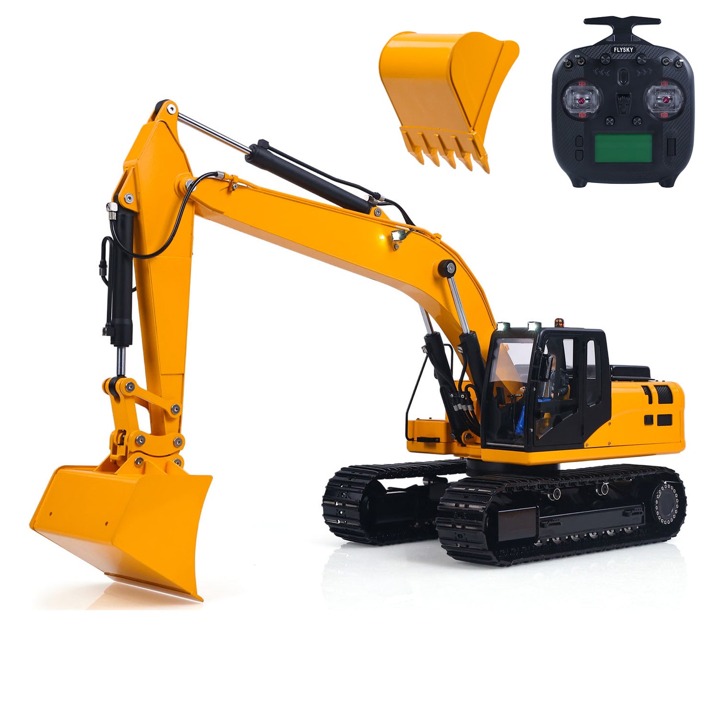 RTR Metal 1/12 Hydraulic Remote Control Excavator 323GX 3 Way Valve RC Digger Model Quick Coupler Flysky ST8 Radio Battery