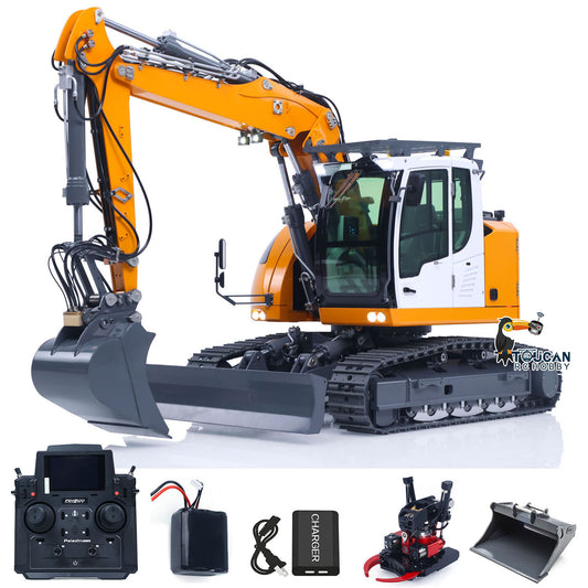 Metal 1/14 RC Hydraulic Excavator LR914 PRO MAX Remote Control Digger Construction Car 8ways Valve PL18EV LITE Radio Battery