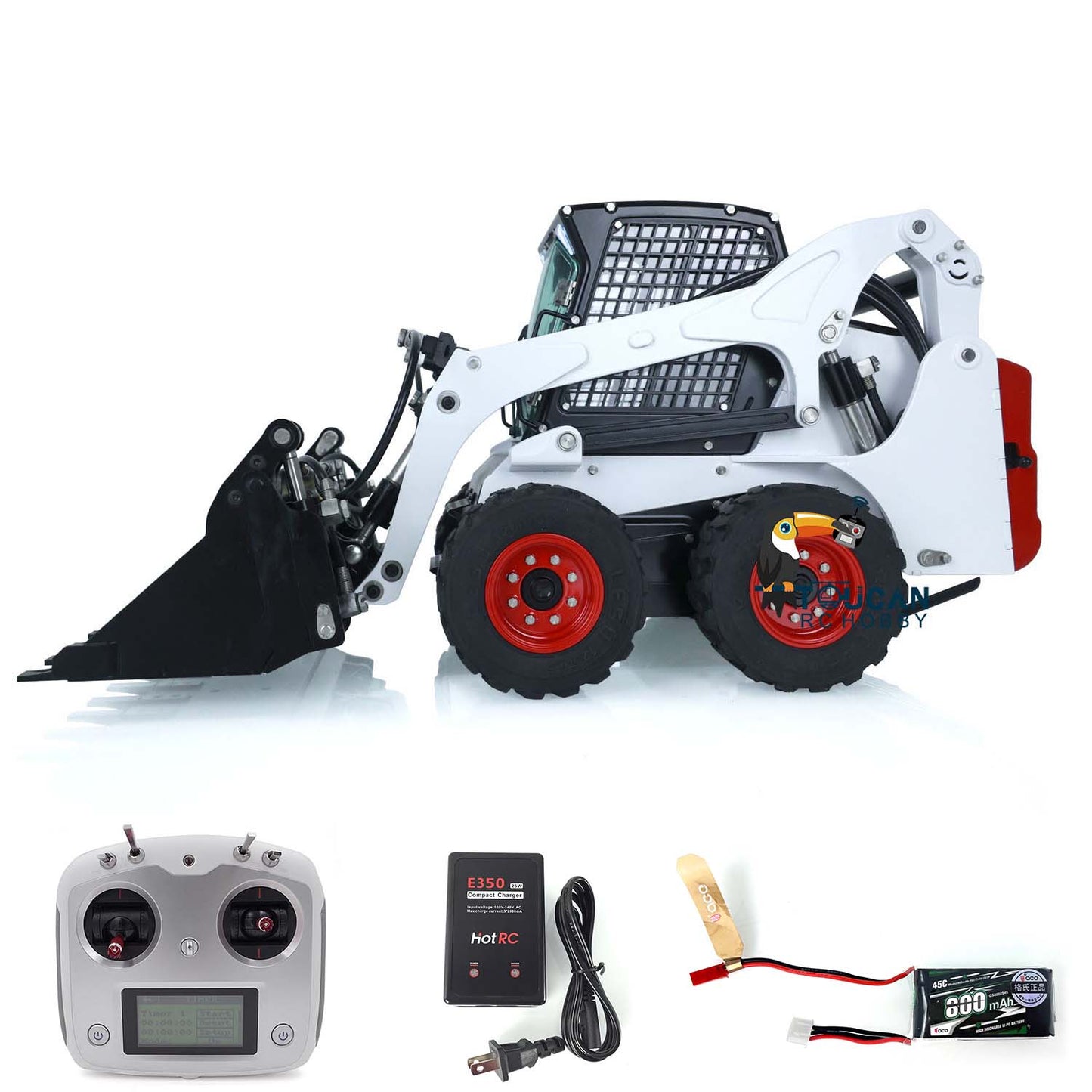 US STOCK LESU 1/14 Bobcat Hydraulic RC Loader Wheeled Skid-Steer Aoue LT5H I6S Radio Cars