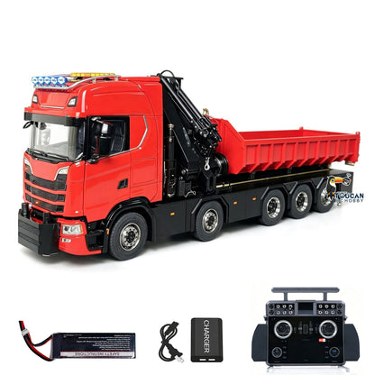 TOUCAN 1/14 RC Hydraulic Crane Truck 770S RTR 10X10 3Speed Metal Dumper Fly Jib Arm Rear Lift Steer Axle Wheel Reduction Diff Lock