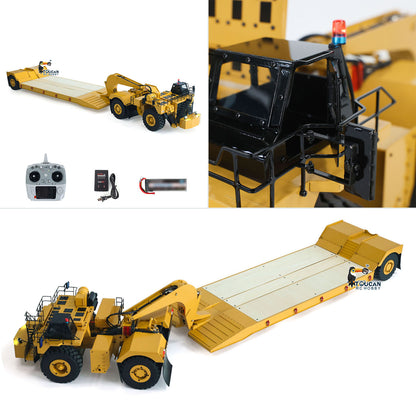 Metal 1/20 RC Heavy Duty Hydraulic Mining Trailer Truck C739D PRO Gooseneck Car Remote Control Construction Machine Raedy to Run Battery
